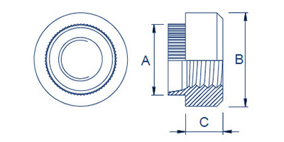 Alt Round Serrated Spigot Mini Rivet Bush Diagram
